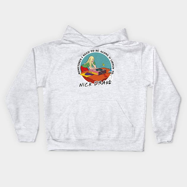 Nick Drake Obsessive Fan Design Kids Hoodie by DankFutura